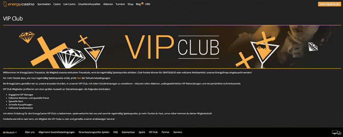 energy casino vip