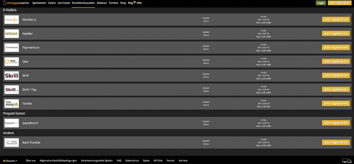 energy casino zahlungen